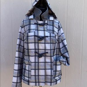 PLAID ZIPPER HOODED JACKET